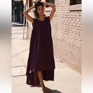 Free People Beach Women’s Madelyn Midi Deep Burgundy High Low Dress Med. NWT
